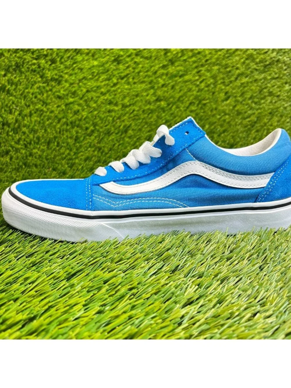 Vans Old Skool Womens Size 7.5 Blue White Athletic Skateboard Shoes Sneakers